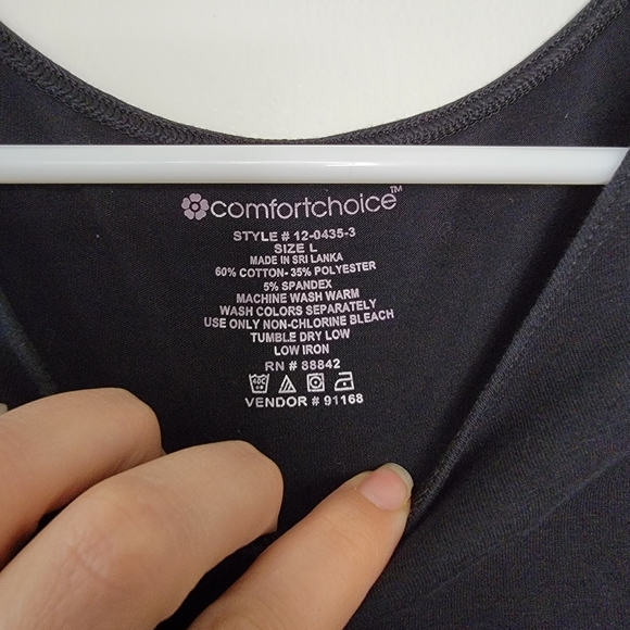 Comfort Choice Black Bodysuit snap closure Size Lg 3/4 length sleeves - Picture 2 of 7